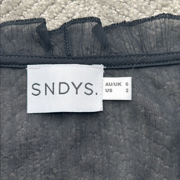 SNDYS Black Sheer Blouse Women’s Bali Top in Black Long Sleeve size 2 - Picture 2 of 12